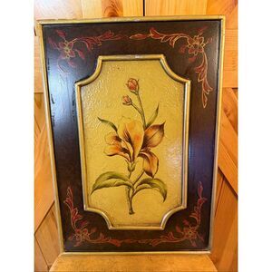 Vintage Wall Art with ornate tole style Floral Gold details (6530)